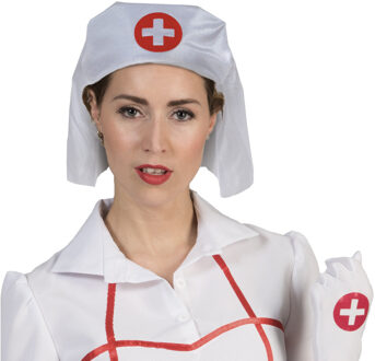 Funny Fashion Zuster/verpleegster kapje/hoedje - wit - rood kruis - carnaval verkleed accessoire Multi