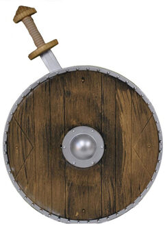 Funny Fashion zwaard met schild wapens - speelgoed/verkleed set - ridder/viking - plastic Multi
