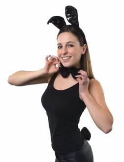 Funny Fashion Zwart konijnen setje 3-delig