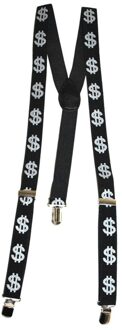 Funny Fashion Zwarte dollar bretels - Verkleedbretels