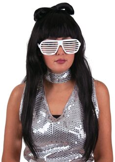 Funny Fashion Zwarte Lady Gaga pruik met strik