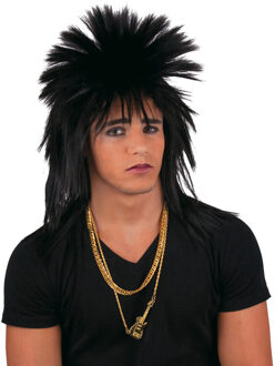 Funny Fashion Zwarte punker pruik voor heren