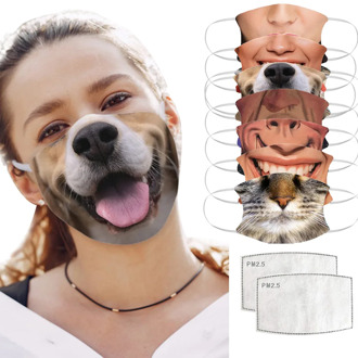 Funny human face Print Dust Face Masks with filters Washable Reusable Face Shield Haze Proof Windbreak Protective Mouth Cover