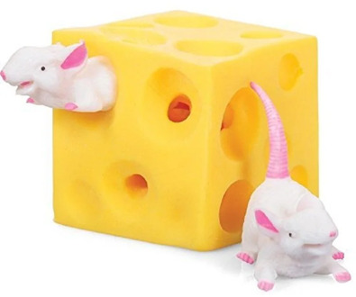 Funny Mice and Cheese finger Squeeze Toys Slime Extrusion Stretchy Mice Hide In Cheese Hole Block Latex Stressbusting Fidget Toy