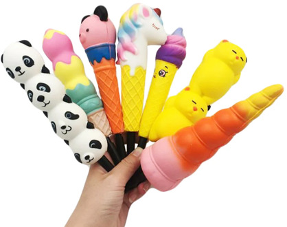 Funny Novelty Kawaii Cat Unicorn Pen Cap Squishy Slow Rising Pencil Holder Soft Squeeze Toy Stress Relief Kids Learning Toys