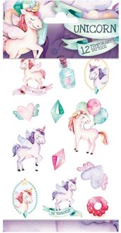 Funny Products Kindertattoos Unicorn 2 Junior Papier 12 Stuks