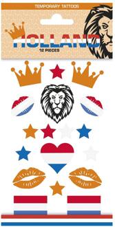 Funny Products neptattoos Holland papier oranje/blauw 12 stuks