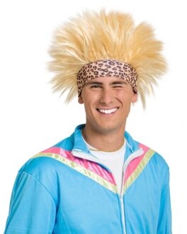 Funny pruik blond met zweetband