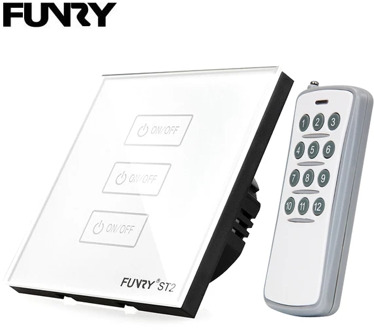 FUNRY EU Standard Smart Touch Switch RF433 Remote Control Wall Switch 3 Gang 1 Way Wireless Light Switch for Home AC170V-240V