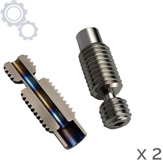 Funssor 2pcs Titanium V6 heat break V2.0 1.75mm, All-Metal V6 hotend titanium throat for PEEK PETG high temperature filament