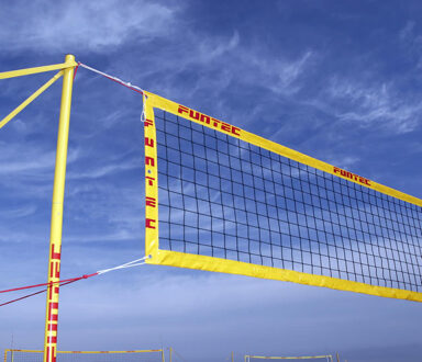 Funtec Pro Beach volleybalnet 8,5m/9,5m mobiel opstelling Geel - 8,5 meter net