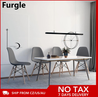 Furgle Grey 4Pcs/Set Dining Chairs Modern Leisure Bar Chair with Solid Wood Legs Office Chair Home Furnitures Comference Chairs