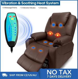 Furgle Power Lift Recliner Chair Faux Leather Electric Massage Heat and Vibration for Elderly Living Room Lounge Massage Sofa