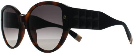 FURLA Cat Eye Shiny Dark Havana Smoke Grey Gradient SFU784 voor dames Bruin - One Size