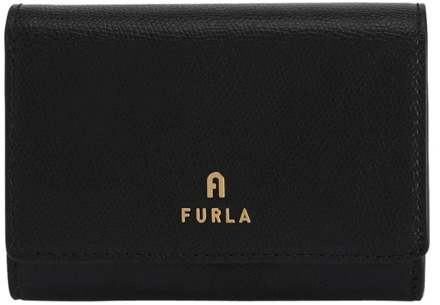 FURLA Compacte leren portemonnee met klep Furla , Black , Dames - ONE Size