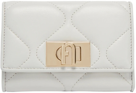 FURLA Compacte portemonnee van gewatteerd nappa met draaislot Furla , White , Dames - ONE Size