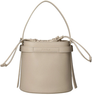 FURLA Mini Bucket Bag in Grano Leer Furla , Beige , Dames - ONE Size