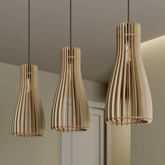 Furn hanglamp, berkenmultiplex, 3-lamps zwart, licht hout