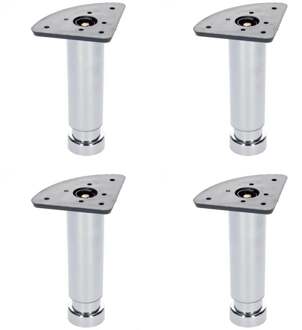 Furniture Legs Europe Budget meubelpoot verstelbaar chroom rond Ø 3,5 cm en hoogte 12 cm van kunststof - 4 stuks