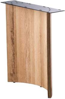 Furniture Legs Europe Eiken houten gebogen poot 69 cm bij 22 cm en hoogte 75 cm - 2 stuks Houtskleur