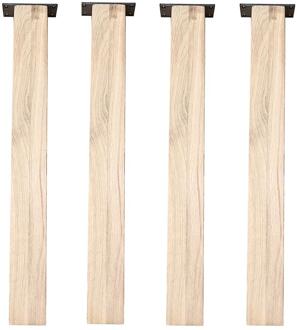 Furniture Legs Europe Eiken rechte tafelpoot 72 cm van massief hout 8 x 8 cm - set van 4 stuks Zwart