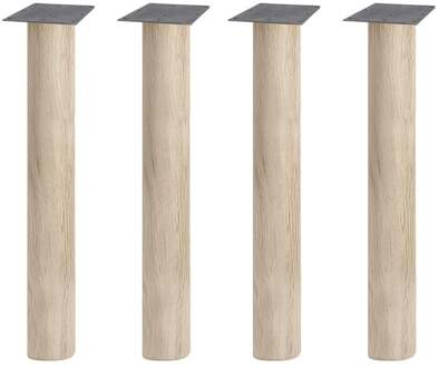 Furniture Legs Europe Eiken ronde tafelpoot 72,5 cm van massief hout Ø12 cm - set van 4 stuks Houtskleur
