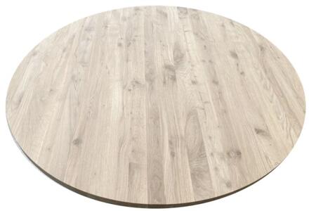 Furniture Legs Europe Eiken salon tafelblad rond, diameter 80 cm en dikte 4 cm massief eiken Houtskleur
