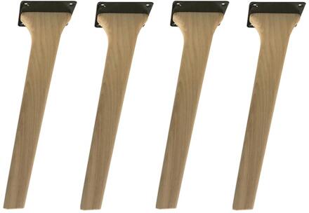 Furniture Legs Europe Eiken schuine tafelpoot 40 cm van massief hout 11 x 3 cm - set van 4 stuks Houtskleur