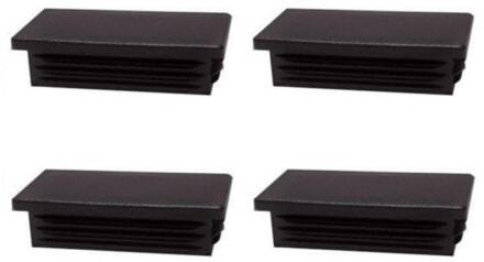 Furniture Legs Europe Inslagdop/meubeldop zwart rechthoek 10 bij 5 cm en hoogte 0,4 cm van kunststof - 4 stuks