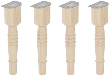 Furniture Legs Europe Landelijke meubelpoot rond Ø 7 cm en hoogte 42 cm van massief hout - 4 stuks Houtskleur