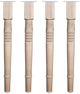 Furniture Legs Europe Landelijke meubelpoot rond Ø 7 cm en hoogte 73 cm van massief hout - 4 stuks Houtskleur