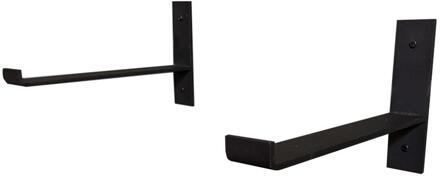 Furniture Legs Europe Massief stalen muurbeugel zwart 4 bij 26 cm en hoogte 15 cm - Set van 2 stuks