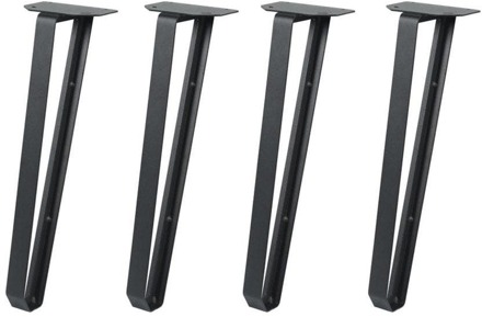 Furniture Legs Europe Massief stalen tafelpoot zwart design 12 bij 10 cm en hoogte 40 cm - 4 stuks