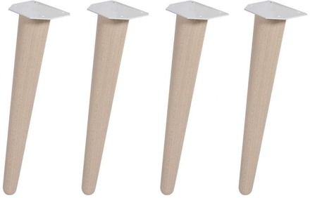 Furniture Legs Europe Meubelpoot conisch Ø 3 cm en hoogte 40 cm van massief hout - 4 stuks Houtskleur