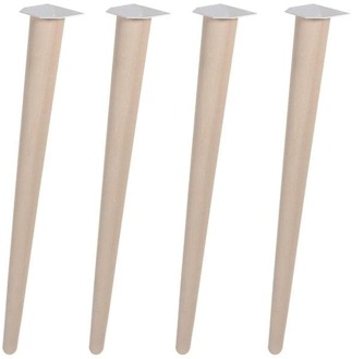 Furniture Legs Europe Meubelpoot conisch Ø 3 cm en hoogte 72 cm van massief hout - 4 stuks Houtskleur