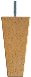 Furniture Legs Europe Meubelpoot taps 5,5 bij 5,5 cm en hoogte 12 cm van massief hout (M8) Houtskleur