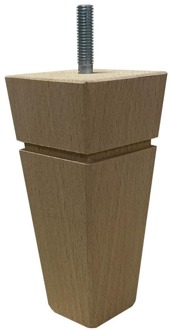 Furniture Legs Europe Meubelpoot taps 5,5 bij 5,5 cm en hoogte 12 cm van massief hout (M8) Houtskleur
