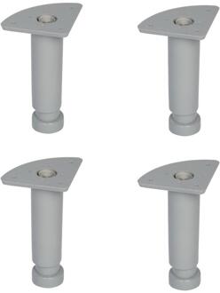Furniture Legs Europe Meubelpoot verstelbaar grijs rond Ø 3,5 cm en hoogte 12 cm van kunststof - 4 stuks