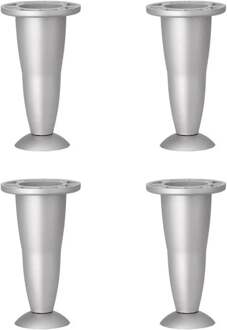 Furniture Legs Europe Meubelpoot verstelbaar zilvergrijs rond Ø 7 cm en hoogte 12,5 / 13,5 cm van kunststof - 4 stuks