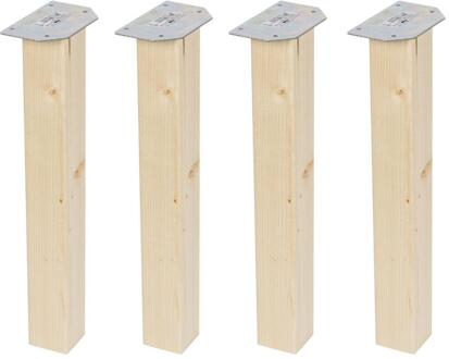 Furniture Legs Europe Meubelpoot vierkant 5,5 bij 5,5 cm en hoogte 42 cm van massief hout - 4 stuks Houtskleur