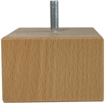 Furniture Legs Europe Meubelpoot vierkant 8 bij 8 cm en hoogte 5 cm van massief hout (M8) Houtskleur