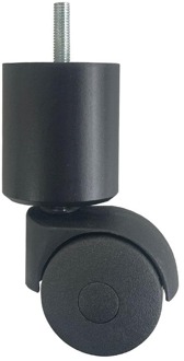 Furniture Legs Europe Meubelpoot zwart met wiel rond Ø 5 cm en hoogte 12,5 cm van massief hout (M8)