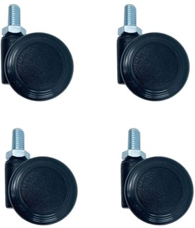 Furniture Legs Europe Meubelwiel zwart rond Ø 3,5 cm en hoogte 3,5 cm van massief kunststof (M8) - 4 stuks