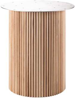 Furniture Legs Europe Ronde kolom rib tafelpoot van onbehandelde eiken ø 60 cm en hoogte 72 cm Houtskleur