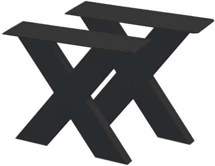 Furniture Legs Europe Set zwarte stalen X tafelpoten 40 cm (koker 10 x 4)