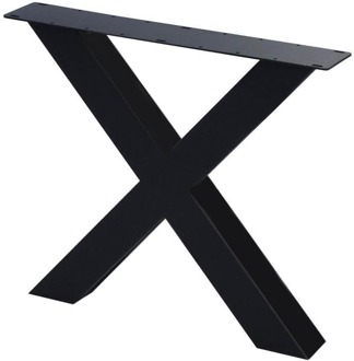 Furniture Legs Europe Stalen buiten X tafelpoot 75 bij 10 cm en hoogte 72 cm zwart (10 x 10 cm)