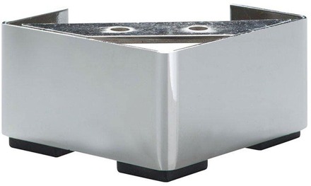 Furniture Legs Europe Stalen meubelpoot chroom vierkant 10 bij 10 cm en hoogte 6,5 cm