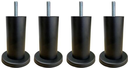 Furniture Legs Europe Stalen meubelpoot mat zwart rond ø 4,2 cm en hoogte 10 cm (M8) - Set van 4 stuks