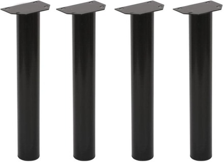 Furniture Legs Europe Stalen meubelpoot zwart rond ø 6 cm en hoogte 42 cm - 4 stuks