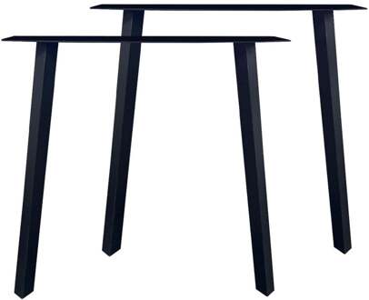 Furniture Legs Europe Stalen schuine zwarte tafelpoten 76 bij 10 cm en hoogte 72 cm (4 x 4 cm) - Set van 2 stuks